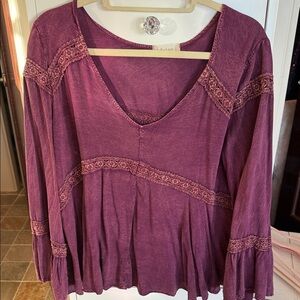 Altar'd State Purple Lace Accent Blouse